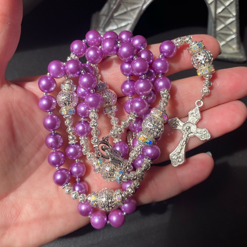 Pearl purple rosary 📿
